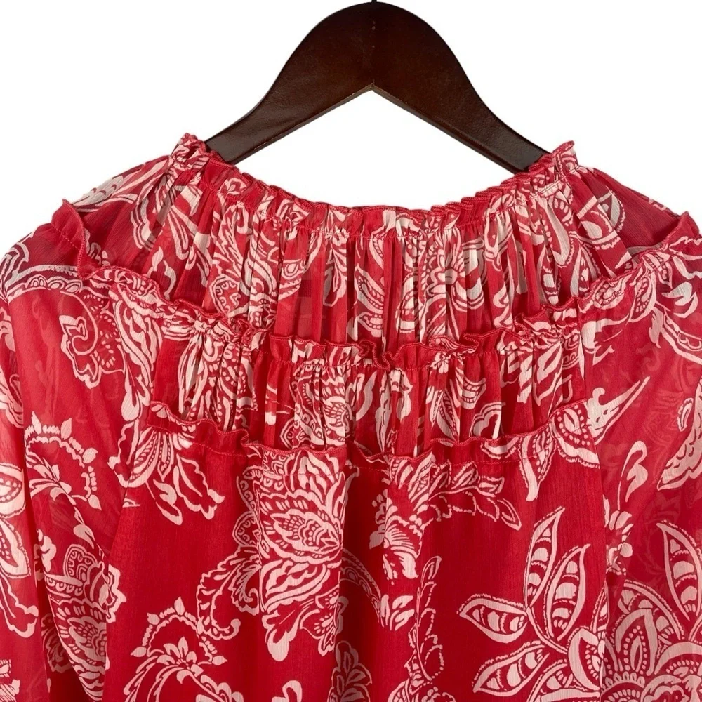 Evereve | Hayden Red White Floral Long Sleeve Blouse
